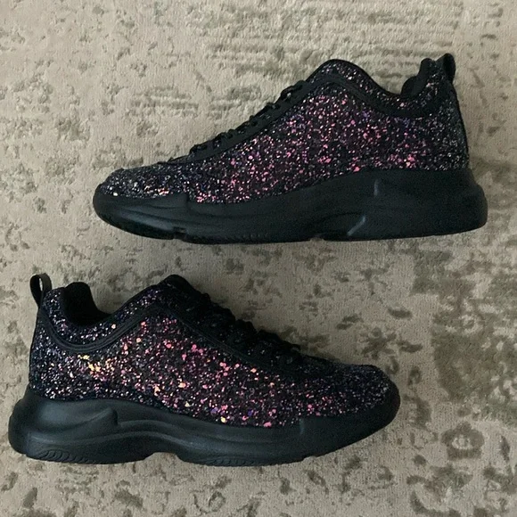 NIB Wild Diva Eddy Sz 8 Multi Color Glitter Sneakers - Picture 1 of 7